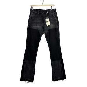 MNML B118 Work Flare Denim Black Stacked Jeans Size 29 Streetwear Grunge Skater